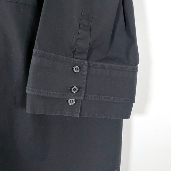 Lafayette 148 Button Up Tunic Shirt 16W Hidden Buttons Double Cuff Black Relaxed - Picture 4 of 9